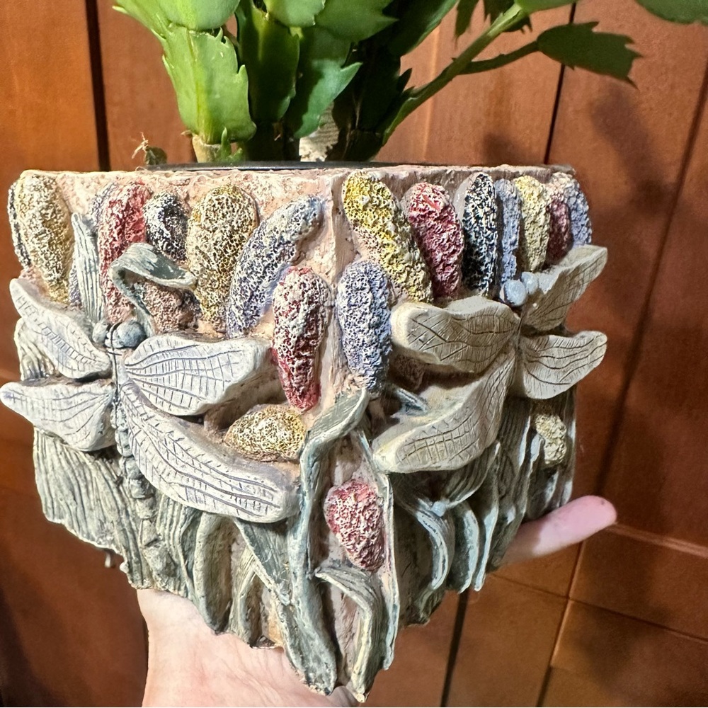 Dragonfly planter vintage square fits 4 inch pot